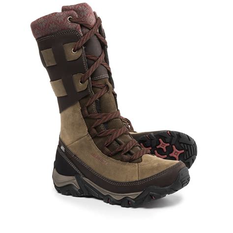 Merrell Polarand Rove Peak Leather Snow Boots Waterproof Insulated For Women