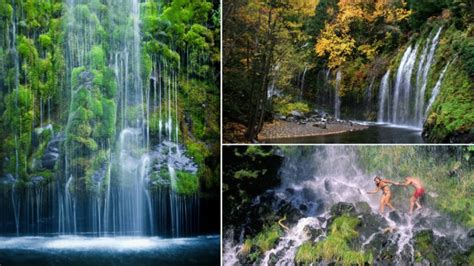 Mossbrae Falls Is A Waterfall Flowing Into The Sacramento River In The