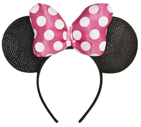 Disney Minnie Mouse Glitter Headband With Ears And Bow Pinkblack Polka