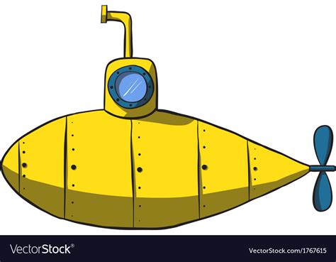 Cartoon Yellow Submarine Hand Drawn Royalty Free Vector