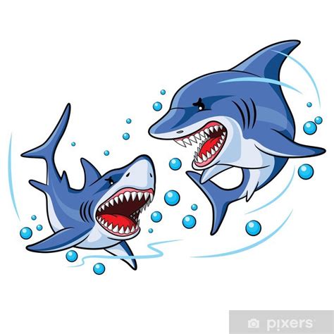 Logo de tiburones, emblema de un equipo deportivo. Fotomural Tiburones. Dibujos animados • Pixers® - Vivimos ...
