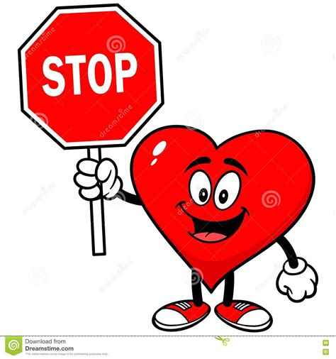 Heart With Stop Sign Stock Vector Illustration Of Cartoons