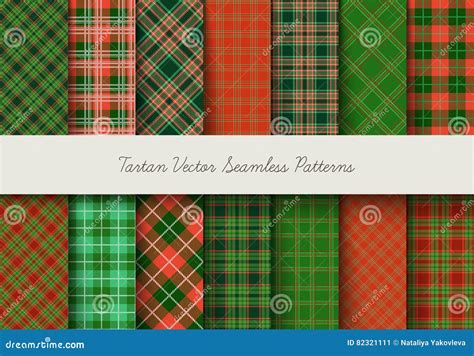 Christmas Tartan Seamless Vector Patterns Stock Vector Illustration