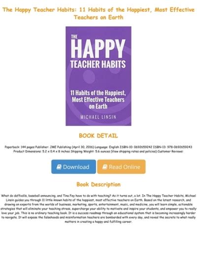 Download Ebook The Happy Teacher Habits 11 Habits Of The