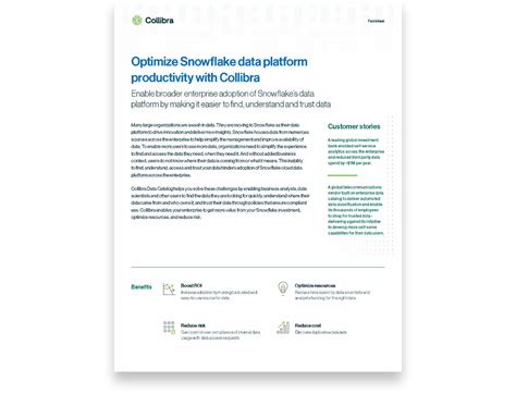 Optimize Snowflake Data Platform Productivity With Collibra Collibra