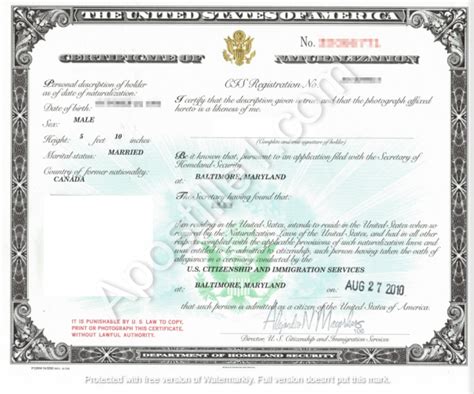 Naturalization Certificate Online Apostille Services