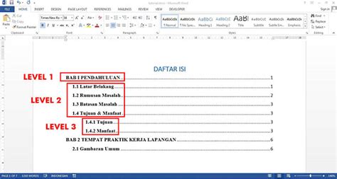 Cara membuat Daftar Isi Otomatis Di Microsoft Word | N.A.P.A
