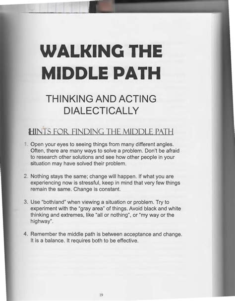 The Art Of Dialectical Behavior Therapy Walking The Middle Path DBT Dbt Therapy Dialectical
