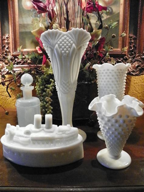 Milk Glass Love The Art Deco Piece In The Center It Must Be A Rare