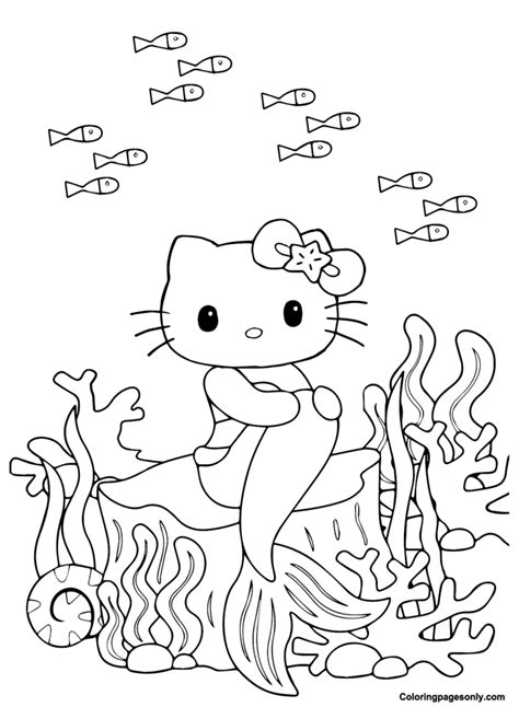 Hello Kitty Mermaid Coloring Pages Printable For Free Download