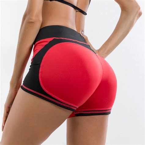 2018 Summer Red Sports Shorts Gym Fitness Women High Waist Compression