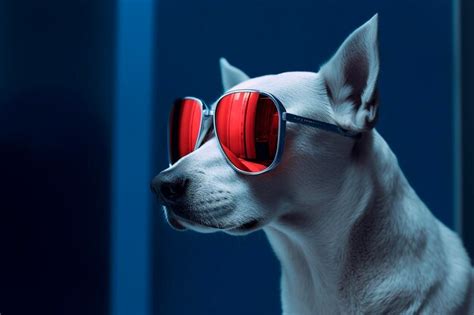 Premium Ai Image A Dog Wearing Sunglasses With Red Rims