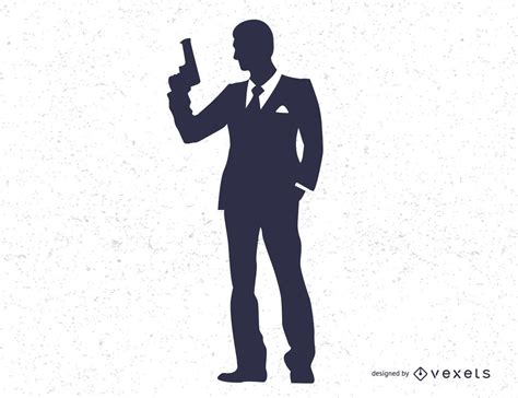 James Bond Secret Agent 007 Black White Silo Vector Download