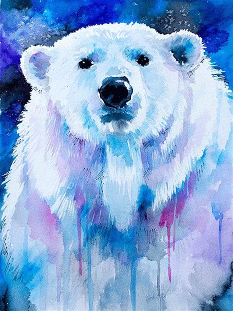 Polar Bear Watercolor Painting Print By Slaveika Aladjova Etsy Bear
