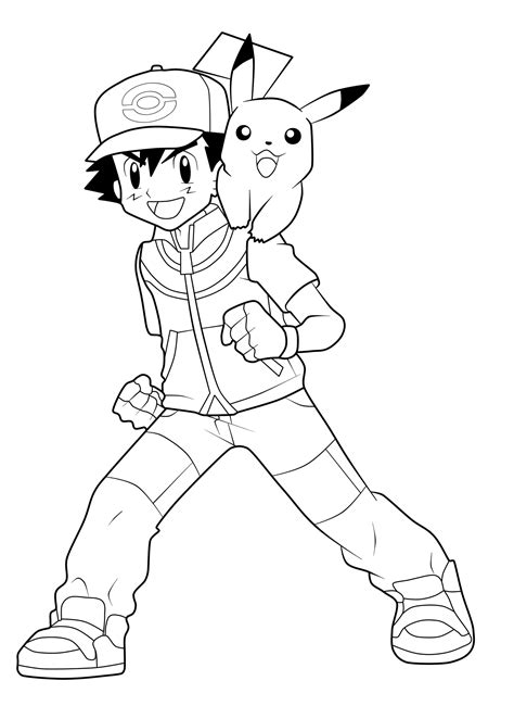 Pokemon Coloring Pages Ash And Pikachu Pdmrea
