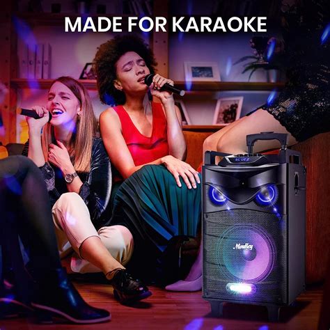 Moukey Karaoke Machine With 2 Wireless Microphones Colorful Disco