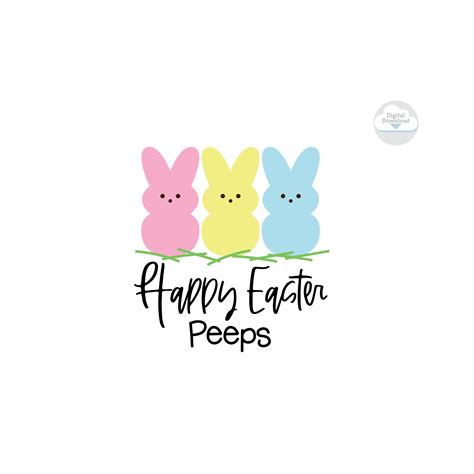 Happy Easter Peeps Svg Easter Svg Bunny Svg Handlettering Easter Svg