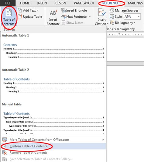 How To Create Table Of Contents In Word Page Numbers