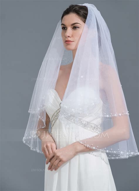 two tier beaded edge fingertip bridal veils with beading 006115068 wedding veils jj s house