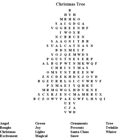 Christmas Tree Word Search Debbies Unit Factory