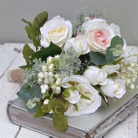 Cream Rose Wedding Bouquet Faux Flowers By Abigail Bryans Designs