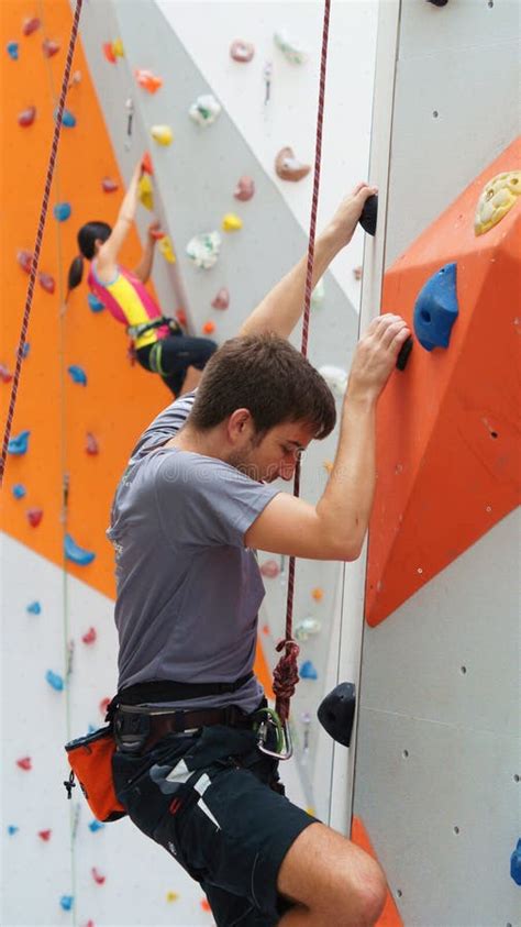 Male Wall Climber In Action Recreation Editorial Photo Image Of