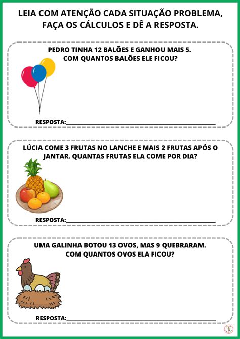Atividades De Matematica 3 Ano Fundamental Problemas Adição E Subtração