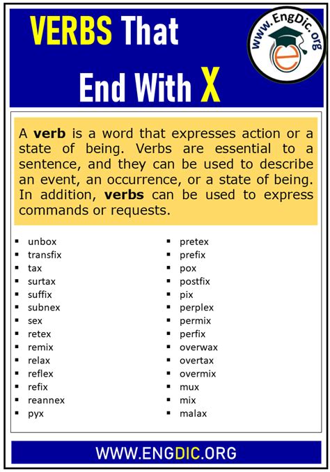 20 Verbs That End With X Complete List Engdic
