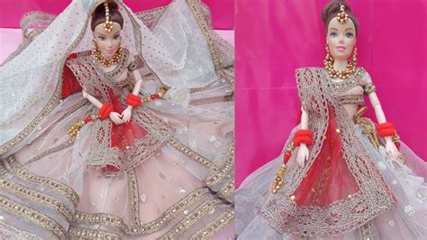 Indian Bridal Lehenga Making For Barbie Doll Making Doll Clothes