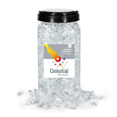 Celestial Fire Glass 1 2 In 10 Lbs Diamond Starlight Clear Tempered Fire Glass In Jar Tl Ds 10