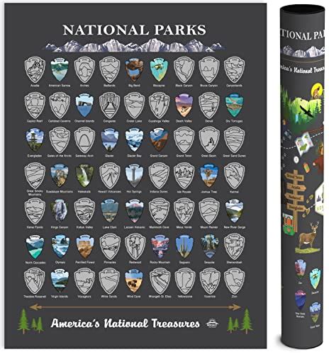 National Parks Scratch Off Map Of United States Poster Charcoal Grey