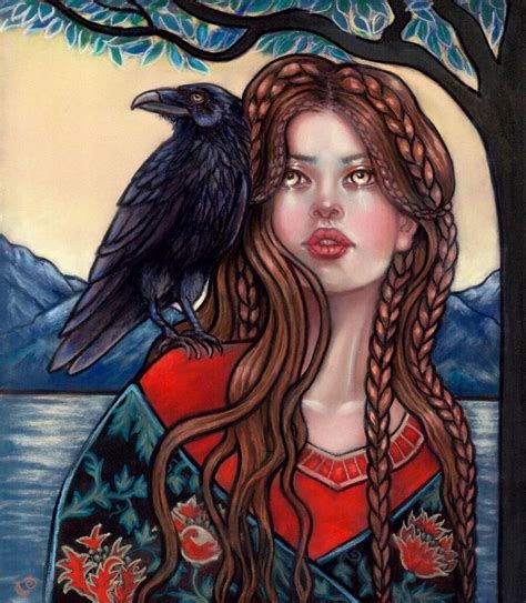 Morgan Le Fay Raven Lady Of The Lake Fantasy Art Goddess Fine Art Print