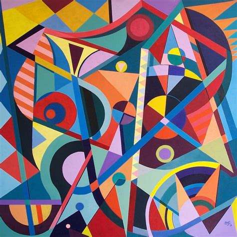 Large Geometric Doodle Painting By Stephen Conroy