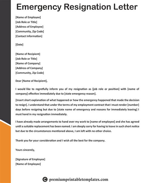 Immediate Resignation Letter Due To Personal Reasons Database Letter