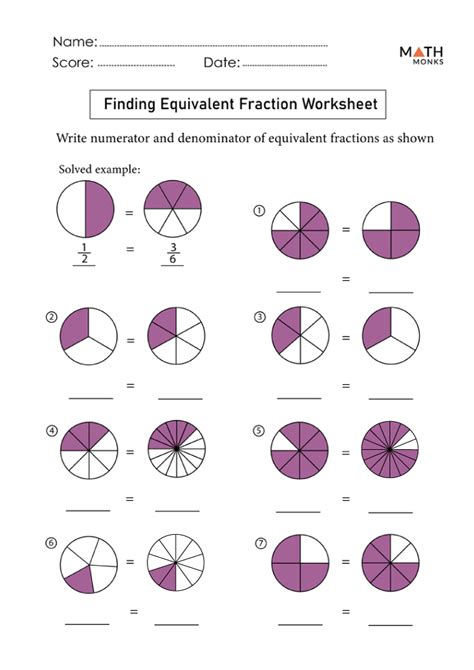 Equivalent Fractions Worksheet Equivalent Fractions Worksheets Math
