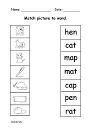 With match games and word searches, worksheets make reading fun! English worksheet: Match word to picture - phonics ...
