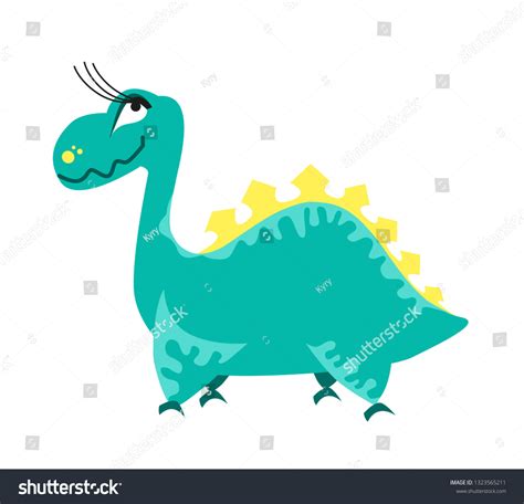 Cute Green Dinosaur Cartoon Dino Vector Stock Vector Royalty Free