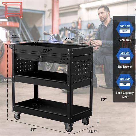 Carrito De Utilidad Resistente De 3 Niveles Con Ruedas Carrito De Herramientas Rodante Sobre