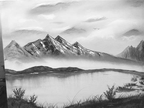Just Sharing Black And White Oil Bob Ross Style Painting