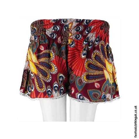 Ladies Shorts With Lace Tropical Red Festival Shorts
