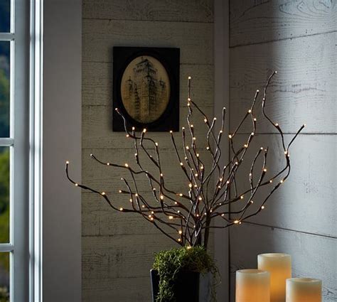 Lit Branch Pottery Barn Diy Holiday Decor Lighted Branches