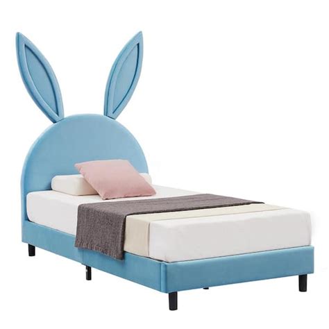 Vecelo Upholstered Twin Daybed Frame For Kids Blue Twin Platform Bed