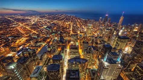 Download Wallpaper 1920x1080 Chicago Usa Skyscrapers Night City
