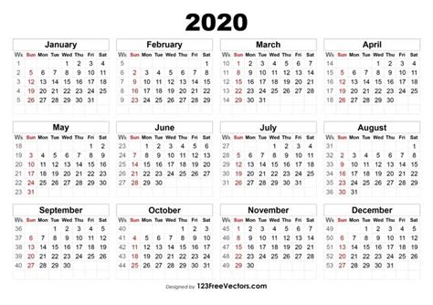 2020 Calendar With Week Numbers Calendar With Week Numbers Print