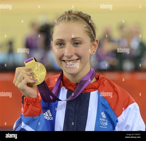 Great Britain S Laura Trott Holds Her Gold Medal After Winnng The Women