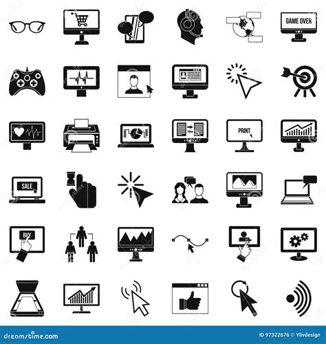 Computer Arrow Icons Set Simple Style Stock Vector Illustration Of