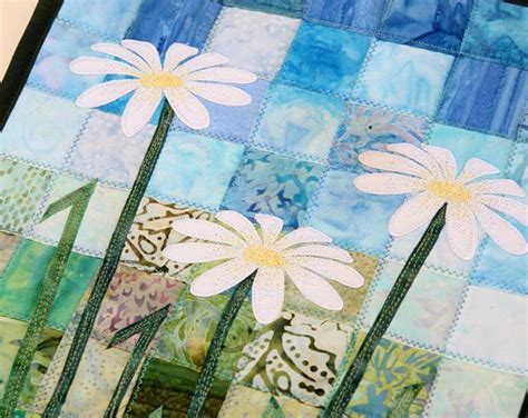 Batik Daisy Quilted Wall Hanging Art Quilt Pattern Ou Kit Etsy