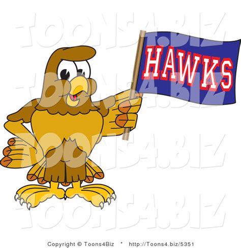 Vector Illustration Of A Cartoon Hawk Mascot Character Waving A Hawks