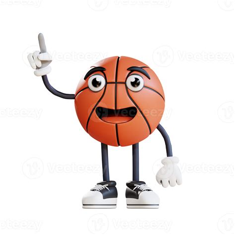 Basketball Mascot Pointing Up 3d Character Illustration 11345147 Png