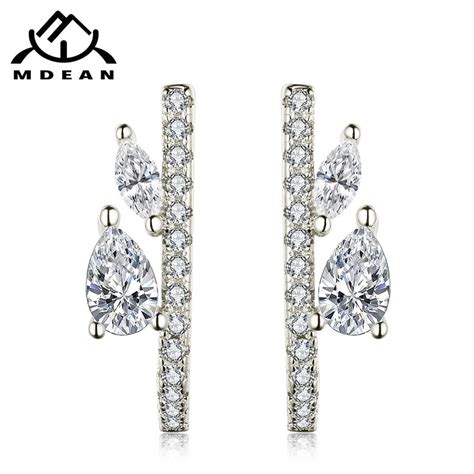 Mdean Drop Earrings Fashion White Gold Color Pendientes Jewelry For